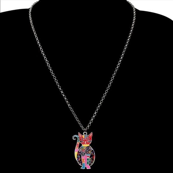 Enamel Cat Necklace - Picture 4 of 4